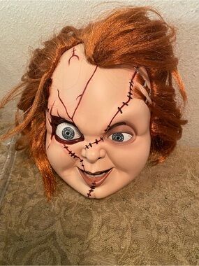 Chucky Spirit Halloween Mask with Orange Hair